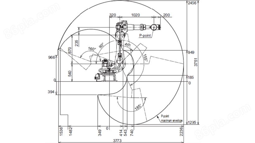 安川 MH110/180/225/250 上下料机器人运行轨迹图
